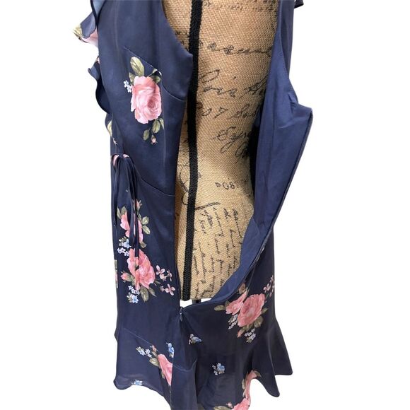 Altar'd State Women's L Blue Floral Sleeveless Ruffle Short Dress - Picture 5 of 12